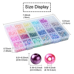 24 色 ABS プラスチック模造パールビーズ  ラウンド  ミックスカラー  5.5~6x5~5.5mm  穴：1.5~2mm&nbsp;OACR-YW0001-74