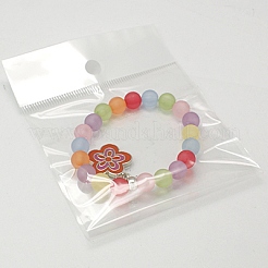 チャームブレスレット  ファッションは子供用透明なアクリルのブレスレットをつや消し  エナメル合金のチャームと弾性糸で  ミックスカラー  45mm&nbsp;BJEW-JB00627-07