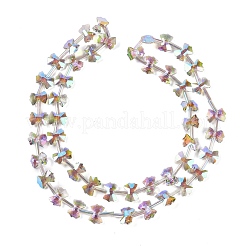 電気メッキガラスビーズセット  蝶結び  淡いバイオレットレッド  7x10x3mm  穴：1mm  約48個/連  19.69''（50センチメートル）&nbsp;EGLA-B007-03A-HR01