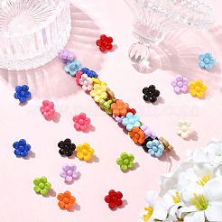 1つ穴アクリルシャンクボタン  花  ミックスカラー  11x7mm  穴：2mm&nbsp;MACR-CJZ0001-01