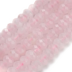 天然石ローズクォーツビーズ連売り  多面カット  ロンデル  8x5.5mm  穴：1.2mm  約69個/連  15.16''（38.5センチメートル）&nbsp;G-Z111-A17