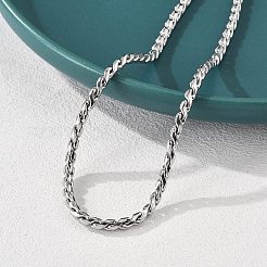 女性用304ステンレススチールロープチェーンネックレス  ステンレス鋼色  15-3/4インチ（40.1cm）&nbsp;NJEW-Q026-02P