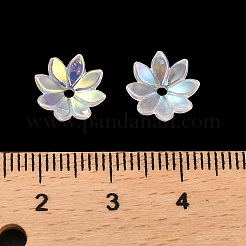 ABSアクリルキャップ  花  マルチ花弁  ホワイト  10x10x3mm  穴：1.5mm&nbsp;OACR-Z016-05