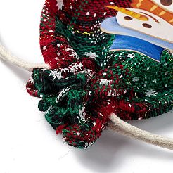 クリスマステーマの長方形ジュートバッグ、ジュートコード付き  タータンチェック巾着ポーチ  ギフト包装用  レッド  雪だるま  13.8~14x9.7~10.3x0.07~0.4cm&nbsp;LS-ABAG-E006-01D