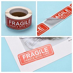 壊れやすいステッカーハンドル、注意の警告、梱包用配送ラベル  レッド  25.3x76mm  150PCS /ロール&nbsp;DIY-E023-04