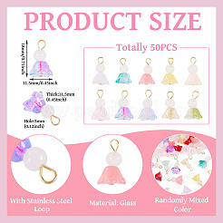50Pcs Spray Painted Transparent Glass Pendants&nbsp;PALLOY-TA00306