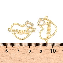 Mother's Day Brass Micro Pave Clear Cubic Zirconia Word Mama Connector Charms&nbsp;KK-F931-17A-G