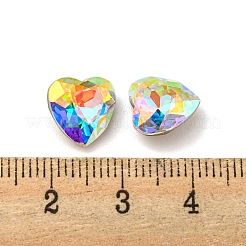 ガラスラインストーンカボション  ポイントバック＆バックメッキ  多面カット  ハート  エアーブルーオパール  10x10x5mm&nbsp;RGLA-M017-C02-001ST