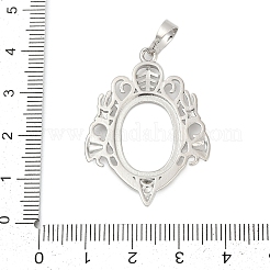 真鍮製カボションセッティングペンダント  亀のチャーム  プラチナ  37.5x27.5x2.5mm  穴：8x5mm  トレイ：18.5x13.5mm&nbsp;KK-S521-15P