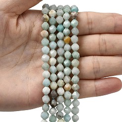 天然フラワーアマゾナイトビーズ連売り  スターカットラウンドビーズ  多面カット  5~6x5~6x5~6mm  穴：1~1.2mm  約64~68個/連  14.80''~15.04''（37.6~38.2センチメートル）&nbsp;G-Z119-A08-01