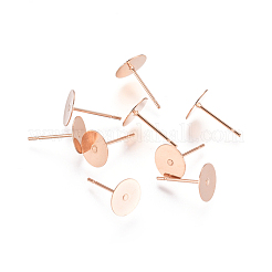 304ステンレススチールスタッドピアス金具  フラットパッドイヤリングポスト  ローズゴールド  12x8mm  ピン：0.7mm&nbsp;STAS-E484-67H-RG