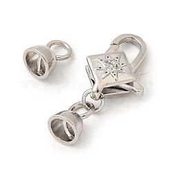 Brass Micro Pave Clear Cubic Zirconia Lobster Claw Clasps&nbsp;KK-U059-53P