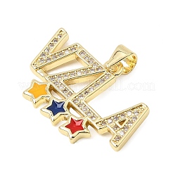Brass Micro Pave Clear Cubic Zirconia Pendants&nbsp;CU-CBA3C32-07G