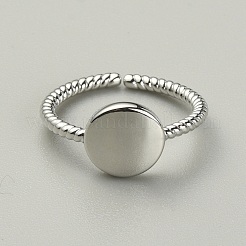 Brass Flat Round Open Cuff Ring&nbsp;RJEW-WH0004-25P