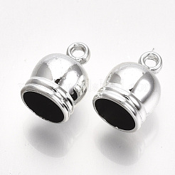 UVメッキABSプラスチックコードエンド  エンドキャップ  プラチナ  17.5x12.5mm  穴：2mm  内径：10mm&nbsp;CCB-S162-16A-04