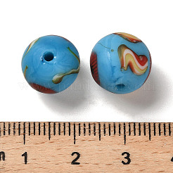 手作りつや消しランプワークビーズ  ラウンド  ディープスカイブルー  11.5~12.5mm  穴：2~2.5mm&nbsp;LAMP-C016-04C-05