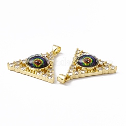 Rack Plating Brass Micro Pave Clear Cubic Zirconia Pendants&nbsp;ZIRC-C041-35G