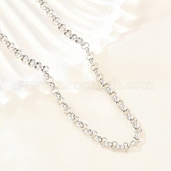 4mm 304ステンレススチール製ローロチェーンネックレス（男女兼用）  変色なし  ステンレス鋼色  20.47インチ（52cm）&nbsp;NJEW-H093-07A-P