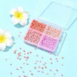 36g4色ベーキングペイントガラスシードビーズ  ピンク  8/0  3~3.5x2mm  穴：1~1.2mm  約9g /カラー&nbsp;SEED-FS0001-20B