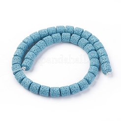 天然溶岩岩ビーズ連売り  染め  コラム  空色  10x10~10.5mm  穴：2mm  39個/連  15.35インチ（39 cm）&nbsp;G-F671-04B-13