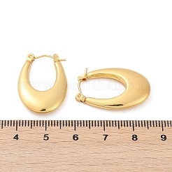 女性用304ステンレススチールラインストーンフープピアス  イオンプレーティング（ip）  18KGP本金メッキ  26x17.5x4mm&nbsp;EJEW-U046-08A-G