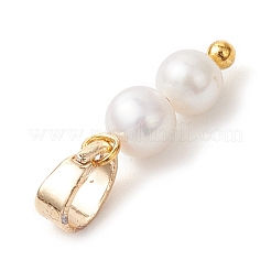 Natural Cultured Freshwater Pearl Round Beaded Charms&nbsp;PALLOY-JF04309