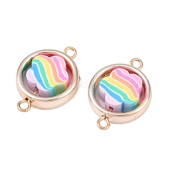 CCB Plastic Frame with Polymer Clay Rainbow Beads Links Connector Charms&nbsp;KK-D103-08C-RG