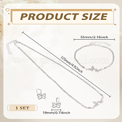 Butterfly Alloy with Crystal Rhinestone Pendant Necklace & Hoop Earring & Link Bracelet&nbsp;SJEW-LP0001-97