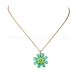 Glass & Handmade Polymer Clay & Glass Seed Beaded Flower Pendant 304 Stainless Steel Cable Chain Necklaces&nbsp;NJEW-MZ00119-06