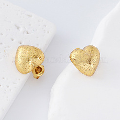 女性用304ステンレススチールスタッドピアス  ハート  ゴールドカラー  15x13mm&nbsp;BA7162