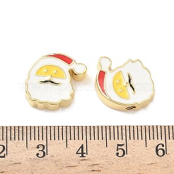 クリスマス真鍮エナメルビーズ  鉛フリー＆カドミウムフリー  長持ちメッキ  18KGP本金メッキ  ラックめっき  サンタクロース  14.5x16x5mm  穴：2mm&nbsp;KK-I474-G05