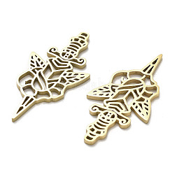 304ステンレスペンダント  中空  剣のチャーム  ゴールドカラー  40x19x1.5mm  穴：1mm&nbsp;STAS-B054-04G