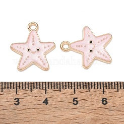 合金エナメルチャーム  ヒトデのチャーム  ゴールドカラー  ピンク  18x16x1mm  穴：1.8mm&nbsp;AL-CBAE435-57G-05
