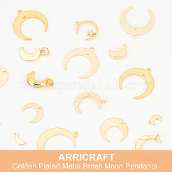 24個12スタイル真鍮チャーム  ムーン  ゴールドカラー  7.5~22x5~18x1~4mm  穴：1~3mm  2個/スタイル&nbsp;KK-AR0002-63
