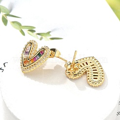 Rack Plating Brass Micro Pave Cubic Zirconia Stud Earrings for Women&nbsp;EJEW-C125-19G