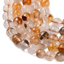 ナチュラル イエロー ヘマトイド クォーツ/ゴールデン ヒーラー クォーツ ビーズ 連売り  ラウンド  5.8~6.8mm  穴：0.8mm  約59~61個/連  15.08~15.24インチ（38.3~38.7cm）&nbsp;G-C268-B01-01