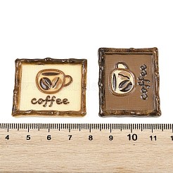 オペーク樹脂カボション  コーヒーと長方形  ミックスカラー  30.5x36x5.5mm&nbsp;RESI-F071-01