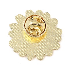 花の金色のエナメルピン  バックパックの服に使える合金製ブローチの塗装  デイジー  グリーン  25.5x25.5mm&nbsp;JEWB-K012-07C-G