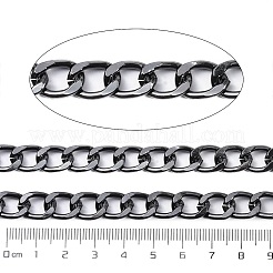 アルミカーブチェーン  溶接されていない  スプールで  ガンメタ色  13x9.5x2mm  約98.43フィート（30m）/ロール&nbsp;CHA-C003-05B