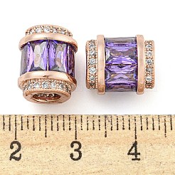 Rack Plating Brass Micro Pave Cubic Zirconia European Beads&nbsp;LS-KK-F089-31RG-04