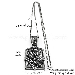 304 Stainless Steel Cross Knight Pendant Box Chain Necklaces for Men&nbsp;FS-WG71F72-01