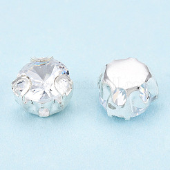 縫い付けラインストーン  真鍮製爪付き台座付き  フラットラウンド  ニッケルフリー  プラチナ  5.5x4mm  穴：0.8~1mm  約1440個/セット&nbsp;KK-T070-03P-A
