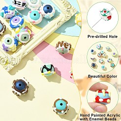 17個 17色手描きアクリル、エナメルビーズ付き  ミックスカラー  14.5~15.5x16.5~21.5x16~20mm  穴：2~2.8mm  1pc /カラー&nbsp;MACR-CJ0002-30