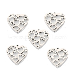 変色しない201ステンレススチールペンダント  中空  ハート  ステンレス鋼色  23.5x25x1.5mm  穴：1.4mm&nbsp;STAS-N098-100P