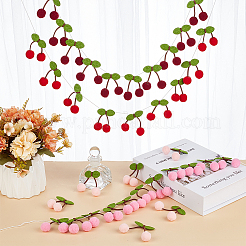 4 Sets 4 Colors Wool Felt Ball Cherry Garland&nbsp;AJEW-OC0005-64