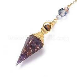 Resin Hexagonal Pointed Dowsing Pendulums(Brass Finding and Gemstone Inside)&nbsp;G-L521-A01