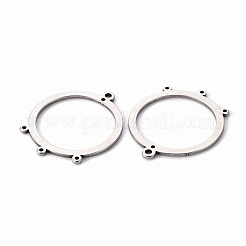 変色しない201ステンレススチールシャンデリア部品リンク  丸いリング  レーザー切断  ステンレス鋼色  30x25x1mm  穴：1.6mmと1mm&nbsp;X-STAS-T052-28B-P