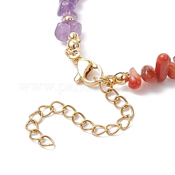 Chakra Natural Rose Quartz & Amethyst & Apatite & Aquamarine & Green Aventurine & Tiger Eye & Carnelian Chip Beaded Bracelets for Women&nbsp;BJEW-JB11741-01