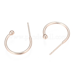 304ステンレススチールピアスフック  ローズゴールド  17x22x1.5mm  ピン：1mm&nbsp;STAS-K211-01RG-A