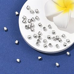 シェグレイスの真鍮ビーズ  キューブ  多面カット  カドミウムフリー＆ニッケルフリー＆鉛フリー  プラチナメッキ  3x3x3mm  穴：1.5x1.5mm&nbsp;XGRPCF580-220P